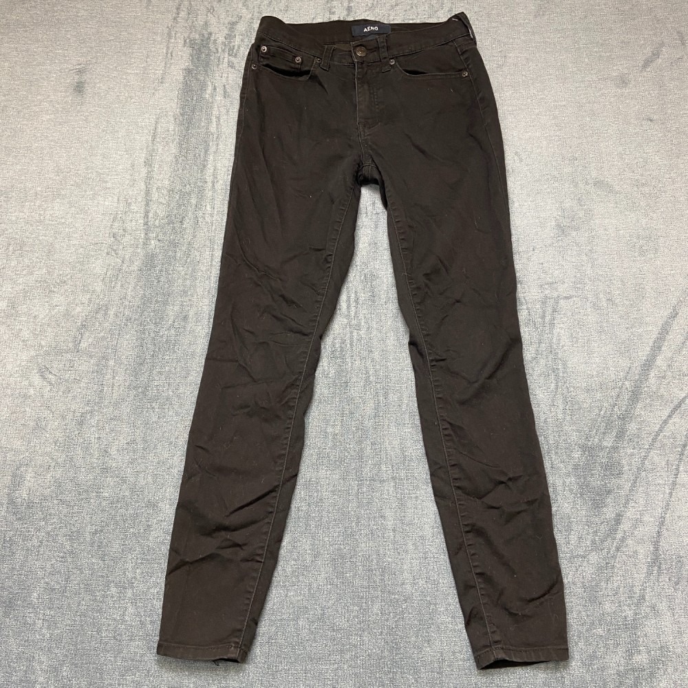 Aero Skinny Jeans Womens 2 26x27 Black Cotton Stretch Everyday Wear Mid Rise